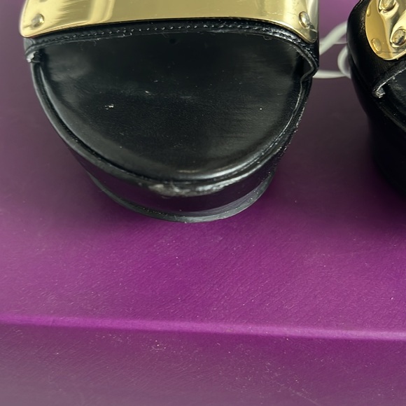Platform Black Heels with Gold Accents - Picture 6 of 6
